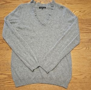 100% Cashmere Adrienne Vittadini Ruffle Sweater Womens Size XL